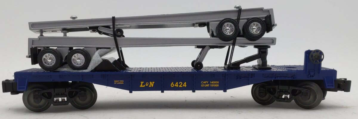 Lionel 6-19474 O Louisville & Nashville Flatcar W/Trailer Frames #6424 NIB