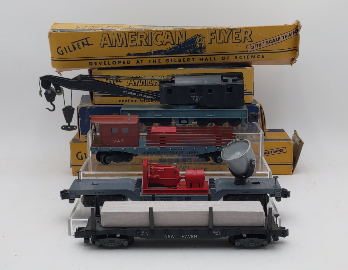 American Flyer Vintage S Assorted Freight Cars: 928, 944, 945, 7210 [4] VG/Box