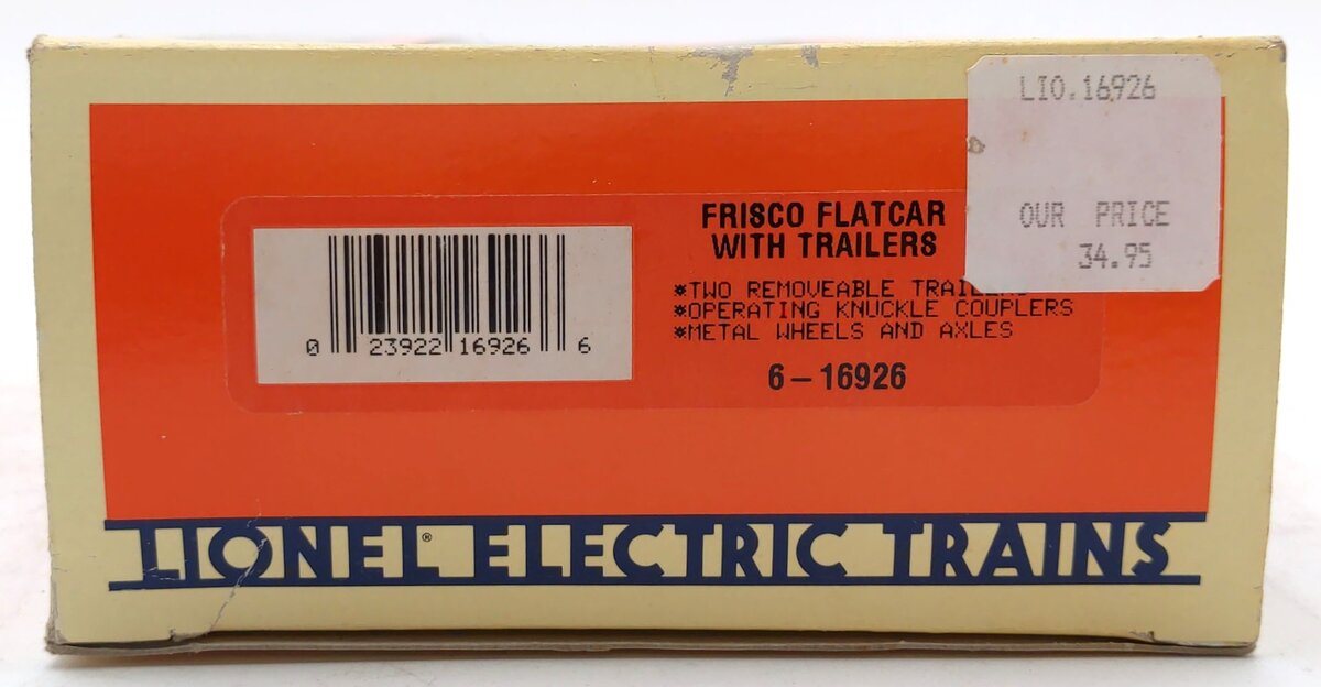 Lionel 6-16926 O Gauge Frisco Flatcar with 2 Trailers LN/Box