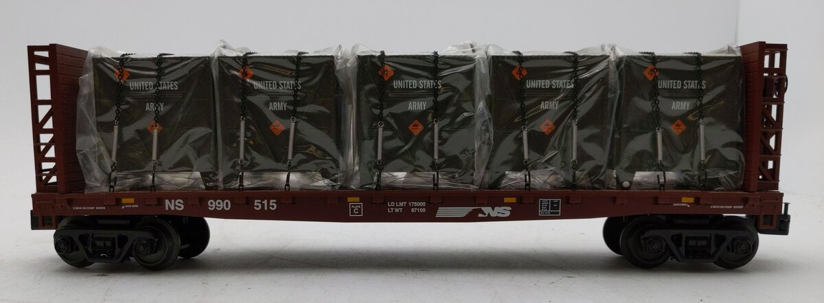 MTH 30-76605 O Norfolk Southern Flat Car w/ Bulkheads & LCL Containers