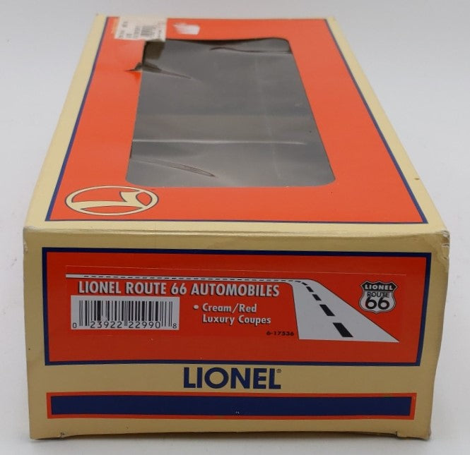 Lionel 6-17536 O Gauge Route 66 Flatcar w/ 2 Luxury Coupes LN/Box