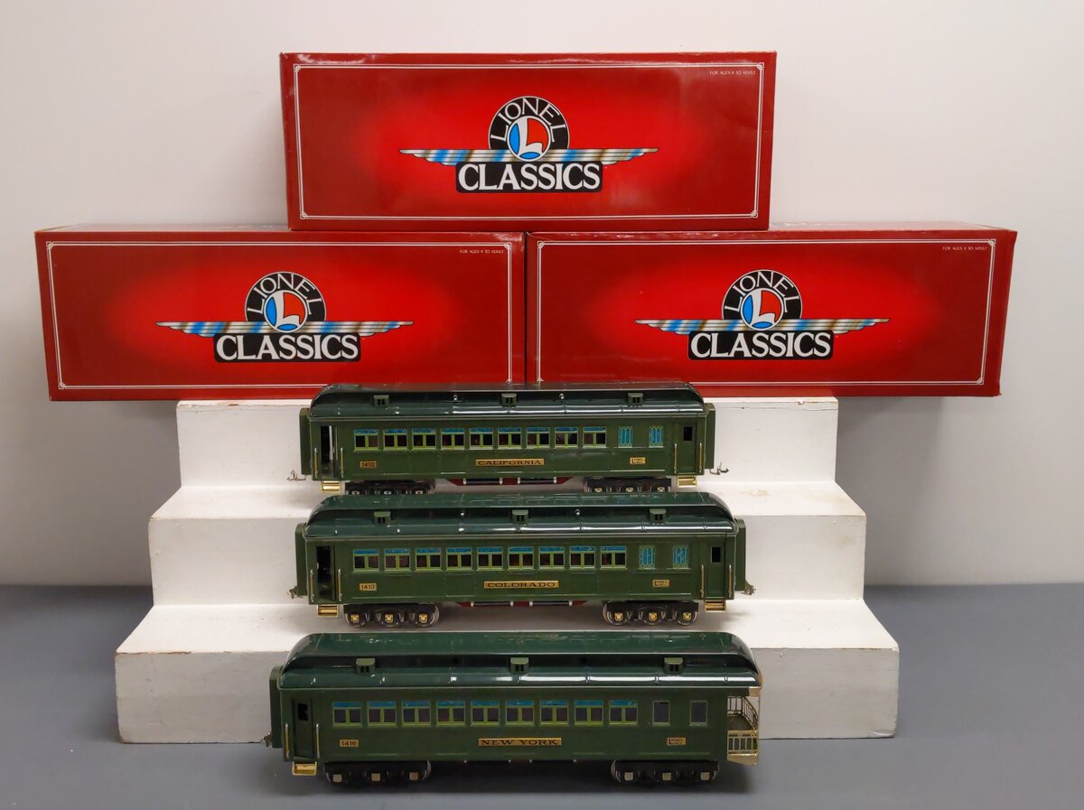 Lionel 6-13403 Standard Gauge 3-Car Tinplate Green State Passenger Set MT/Box