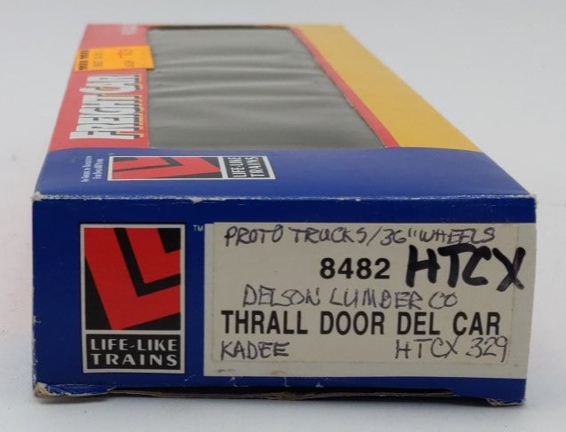 Life Like 8482 HO Scale HTCX Delson Lumber Co. Thrall Door Box Car #329 - Kadee EX/Box