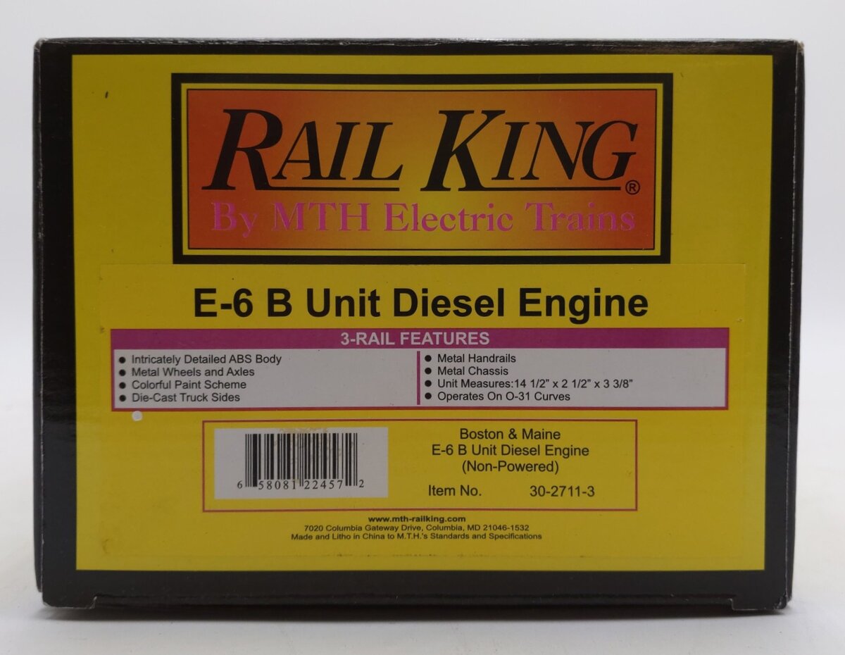 MTH 30-2711-3 B&M E-6 B Unit Non-Powered Diesel Engine