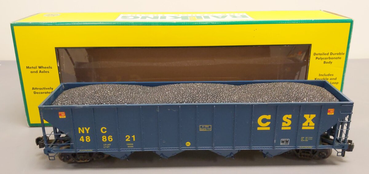 MTH 70-75070 G Scale CSX Railking 4 Bay Hopper #488621 (Metal Wheels)