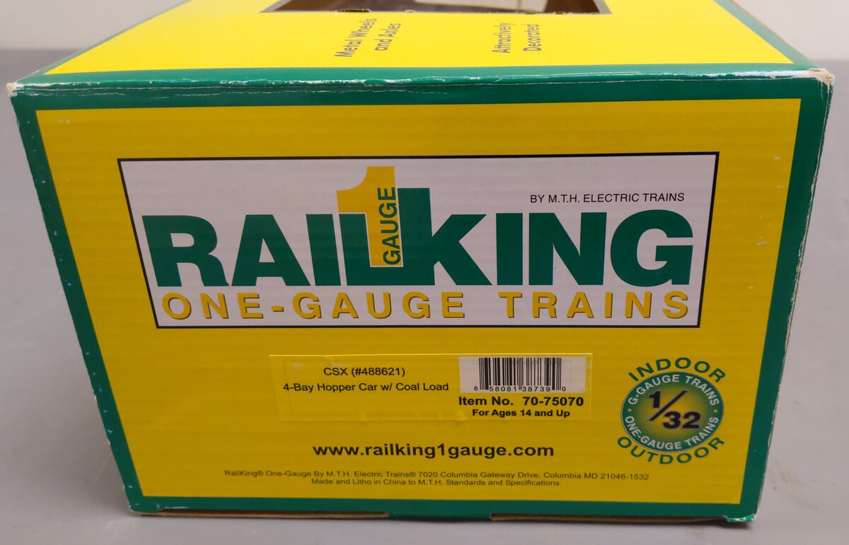 MTH 70-75070 G Scale CSX Railking 4 Bay Hopper #488621 (Metal Wheels)