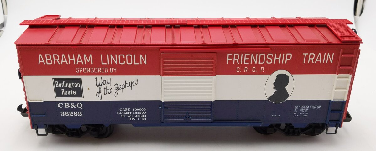 Piko 38885 G Chicago Burlington & Quincy Friendship Train Boxcar #36262