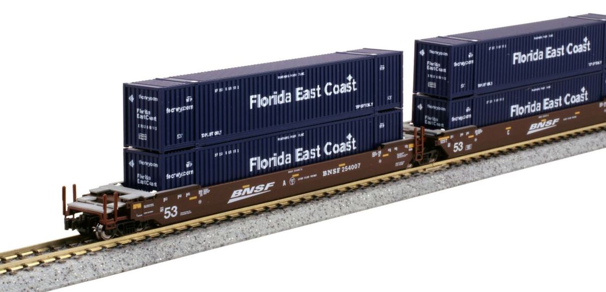 Kato 106-6181 N BNSF Maxi-IV Double Stack Car w/Container #254007 (Set of 3)