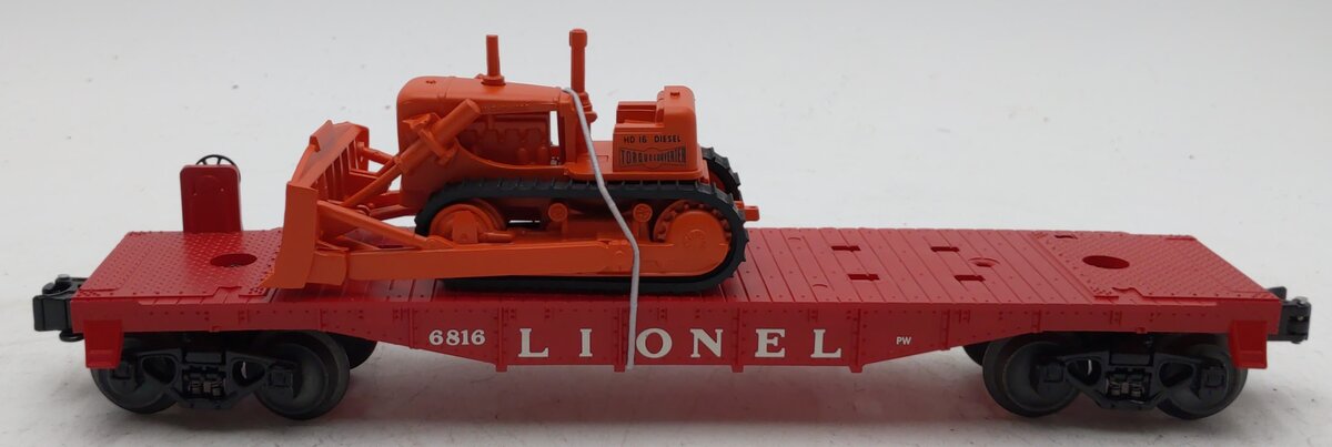 Lionel 6-26023 O Gauge PWC 6816 Flatcar w/ Bulldozer LN/Box