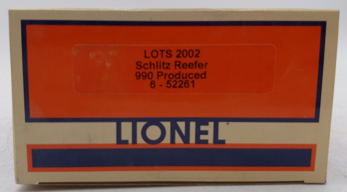 Lionel 6-52261 O Gauge LOTS-2002 Schlitz Reefer Car #92132 LN/Box