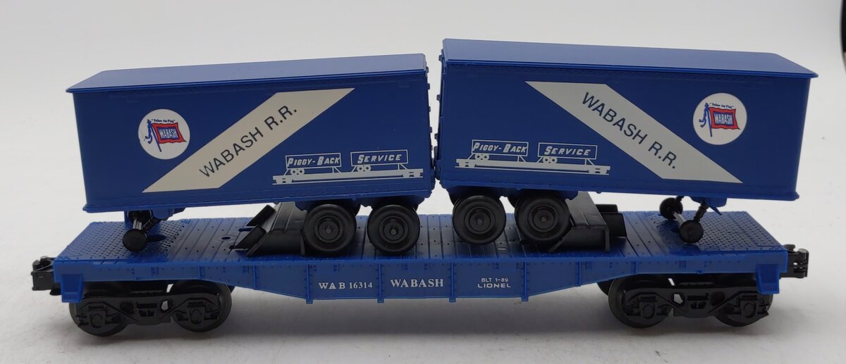 Lionel 6-16314 O Gauge Wabash Flatcar with Wabash Trailers #16314