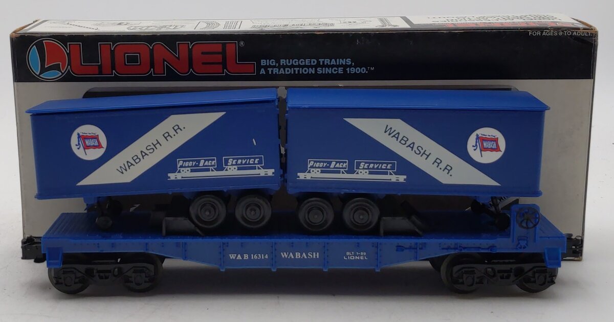 Lionel 6-16314 O Gauge Wabash Flatcar with Wabash Trailers #16314