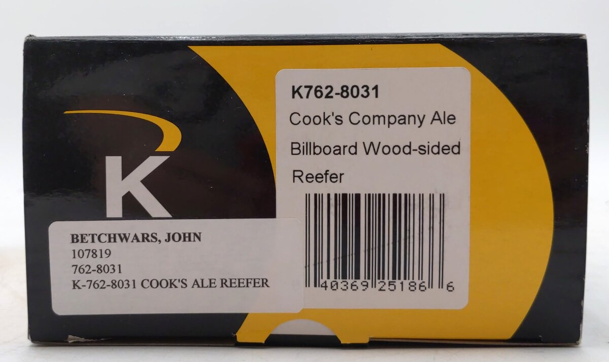 K-Line K762-8031 O Gauge Cooks Company Ale Refrigerator Car #31620 EX/Box