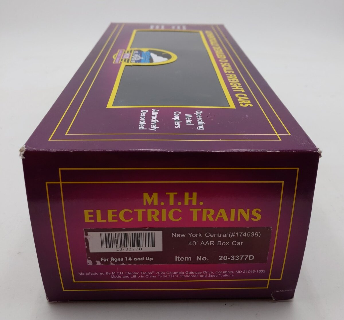 MTH 20-3377D O Gauge New York Central Box Car #174539 NIB