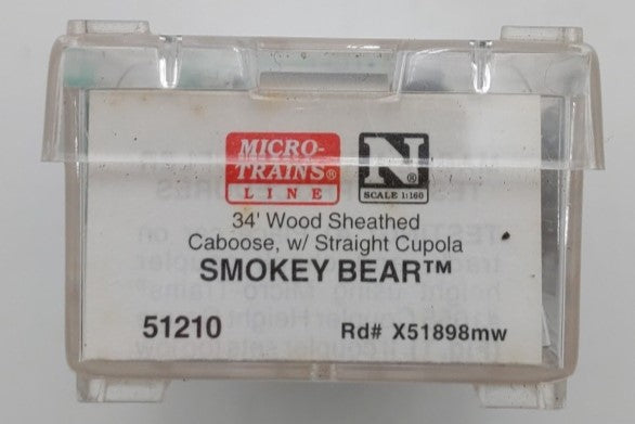 Micro-Trains 05100210 N Smokey Bear 34' Wood Sheathed Caboose #X51898