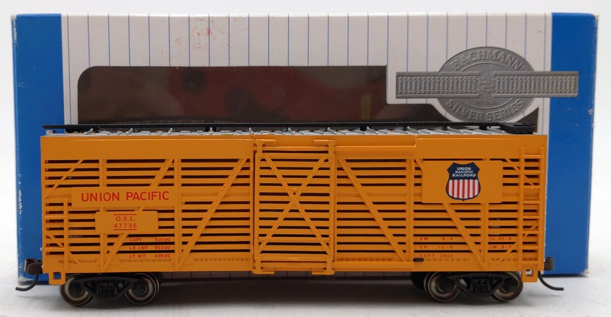 Bachmann 18501 HO Scale Union Pacific 40' Stock Car #47736 EX/Box