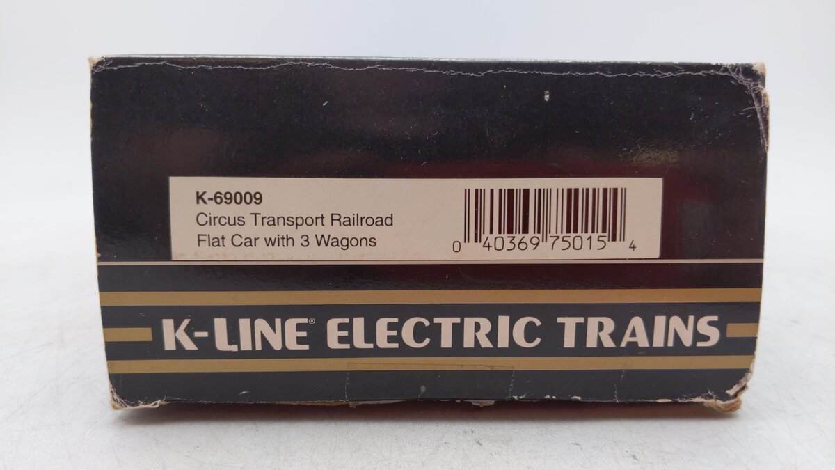 K-Line K-69009 O Gauge Circus Flatcar w/3 Circus Wagons LN/Box
