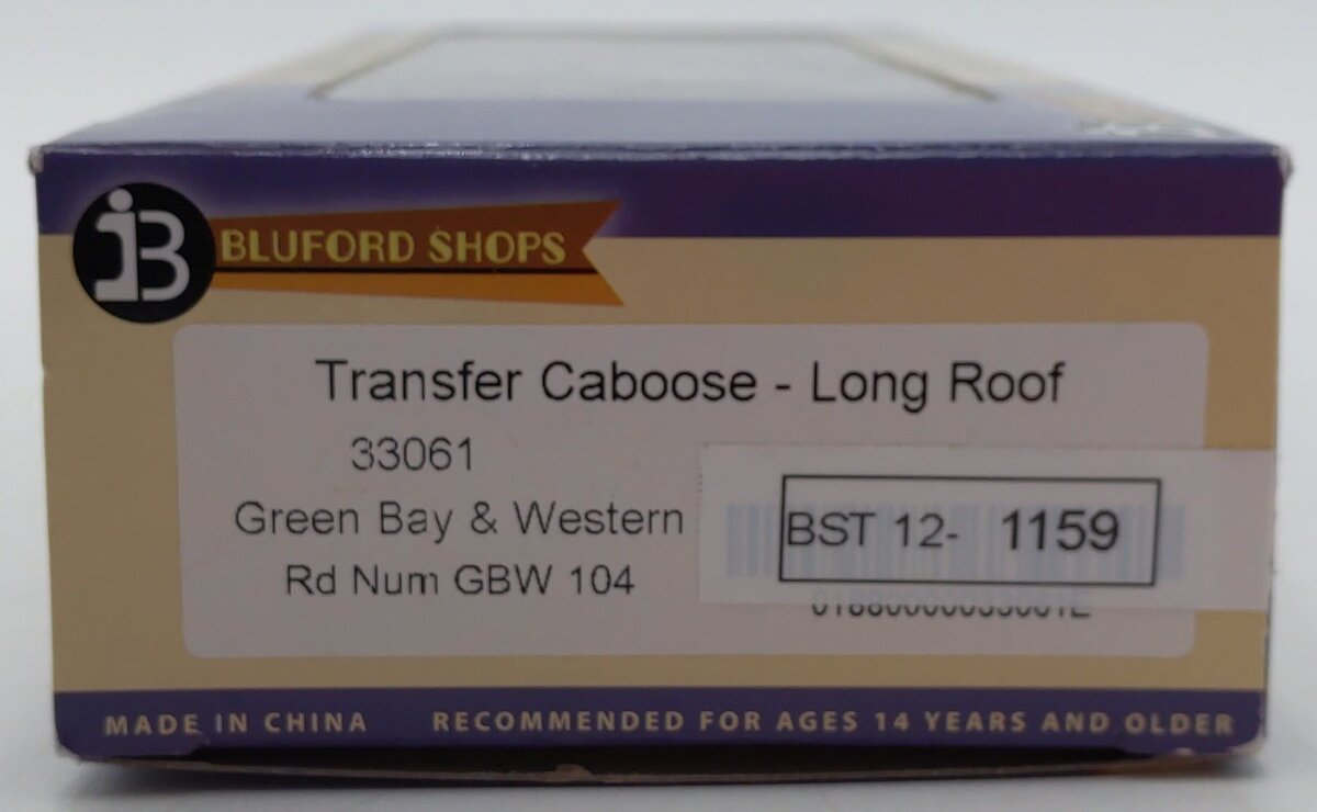 Bluford Shops 33061 HO Scale GB&W Steel Transfer Caboose w/Short Roof #104 LN/Box