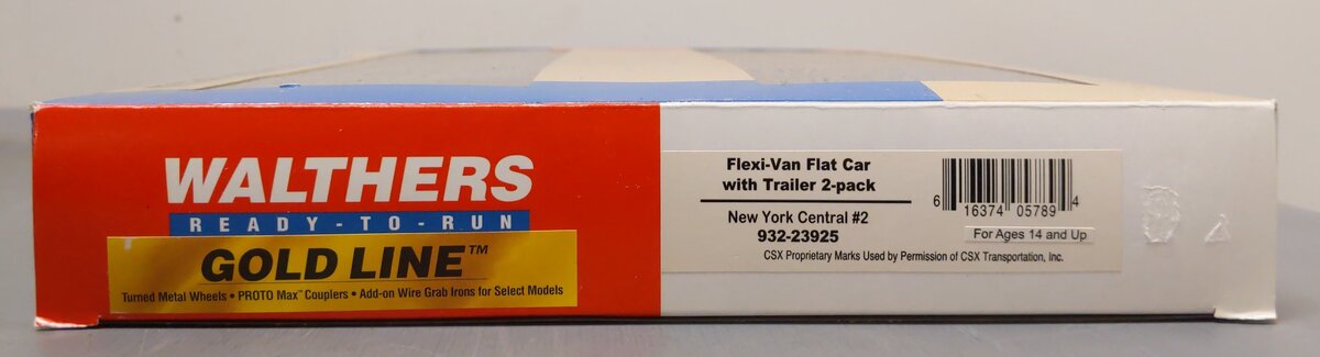 Walthers 932-23925 HO NYC Gold Line Flexi-Van Flatcar w/Two Trailers (Set of 2)