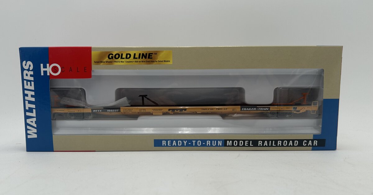 Walthers 932-40316 HO 89' Flush Deck Flat Car-Twin 45 RTTX # 156237 Gold Line