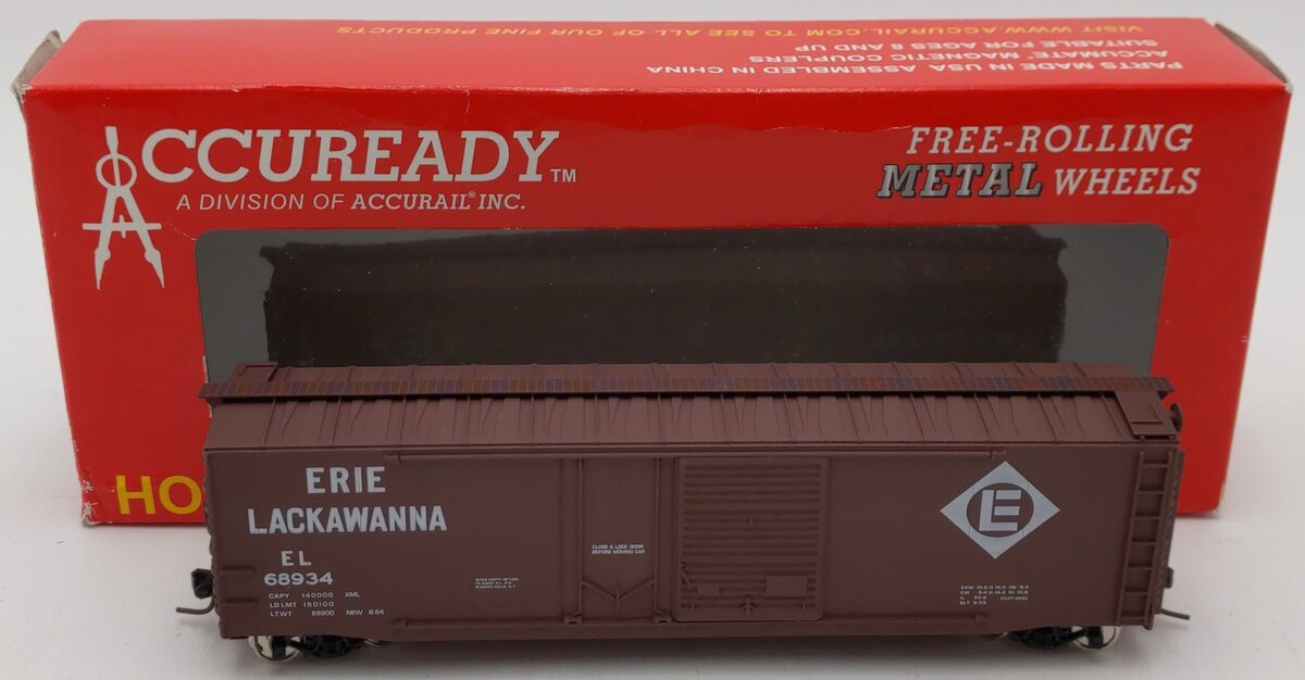 Accurail HO Scale Erie Lackawanna Brown Boxcar #68934 EX/Box