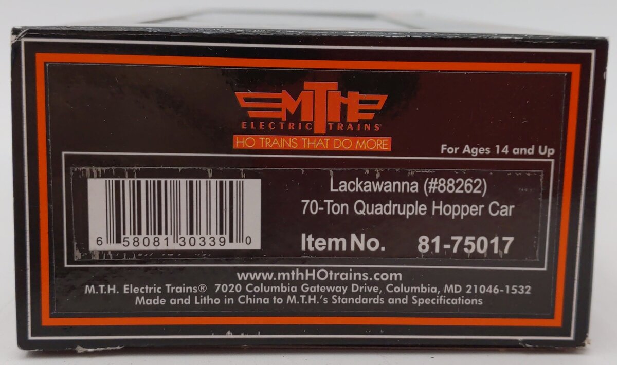 MTH 81-75017 HO Lackawanna 70-Ton Quad Hopper #88262