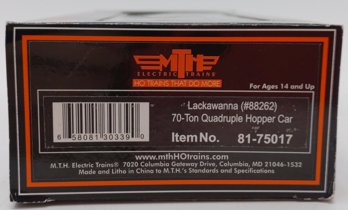 MTH 81-75017 HO Lackawanna 70-Ton Quad Hopper #88262