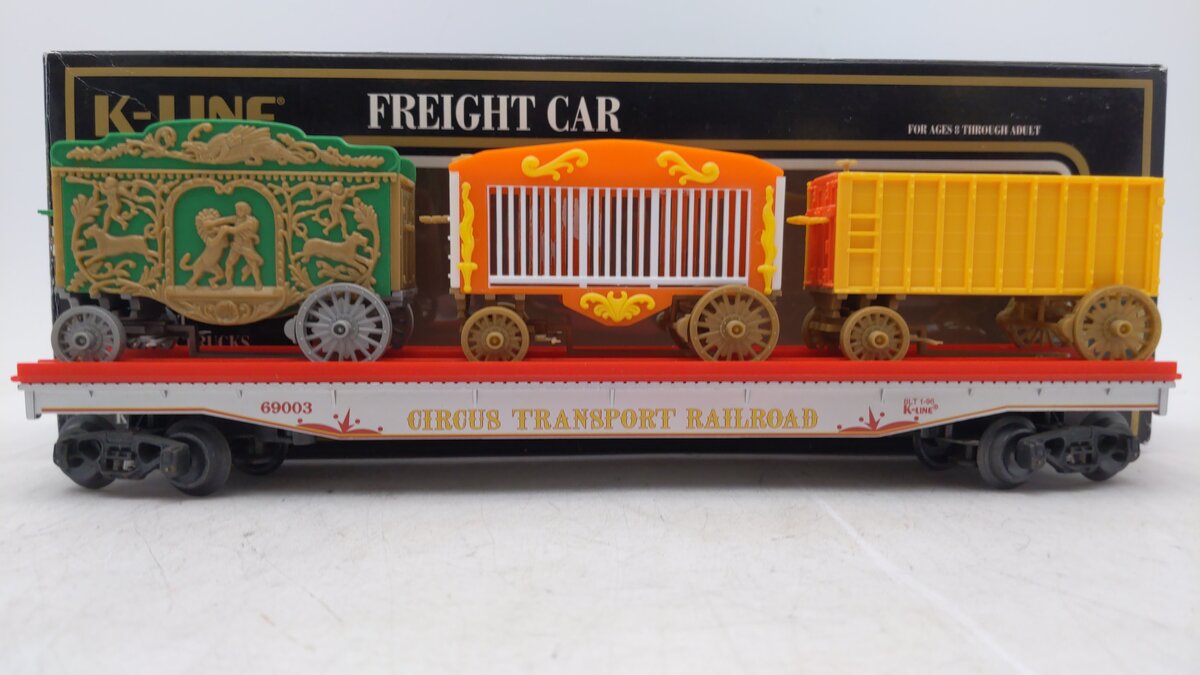 K-Line K-69003 O Gauge Circus Transport Railway Flatcar #69003 with Wagons LN/Box
