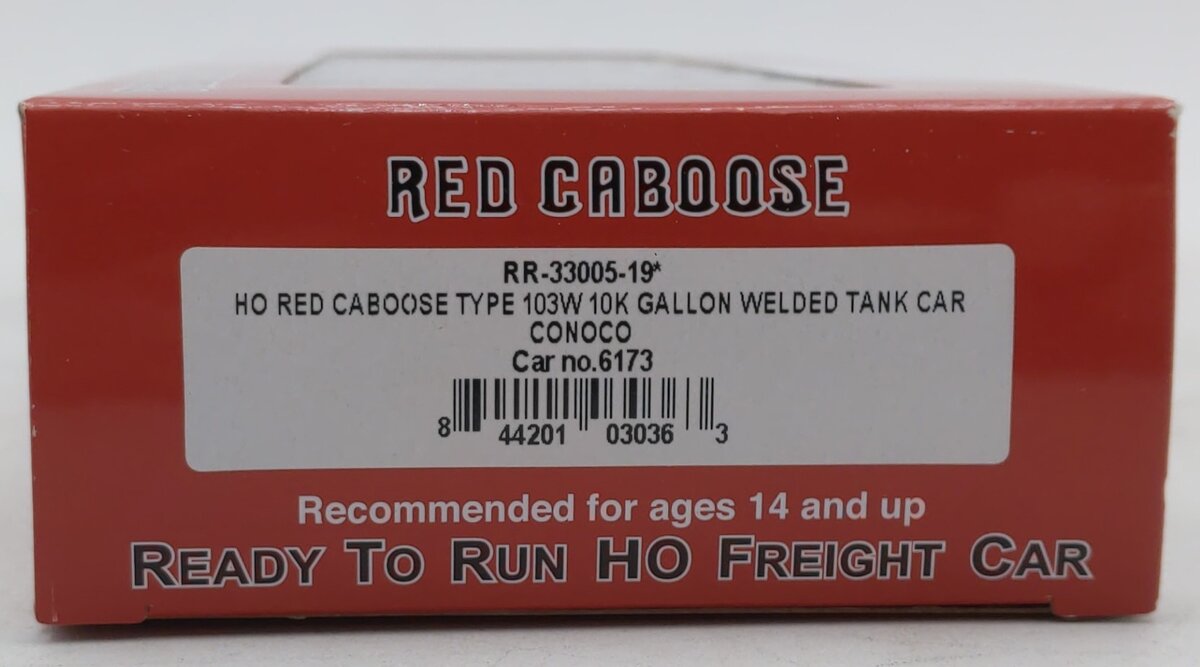 Red Caboose RR-33005-19 HO Conoco 103W 10K Gallon Welded Tank Car #6173 LN/Box