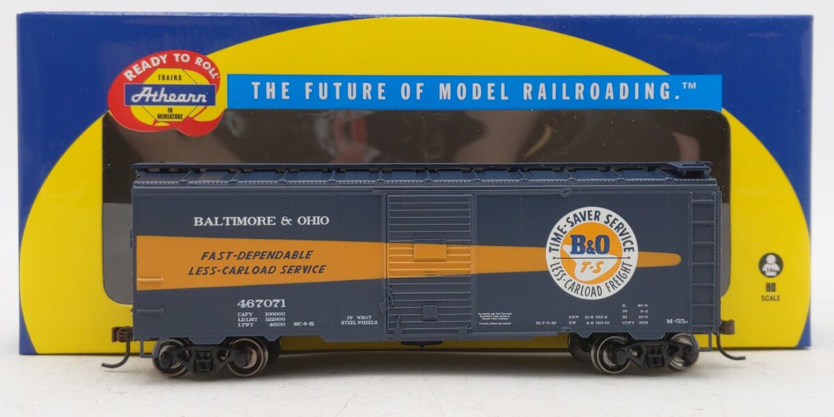 Athearn 70100 HO Scale Baltimore & Ohio 40' Youngstown Door Boxcar #467071