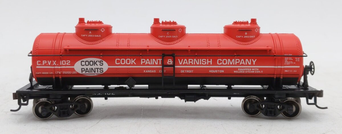Athearn 73691 HO Cook Paint & Varnish RTR 3-Dome Tank #102