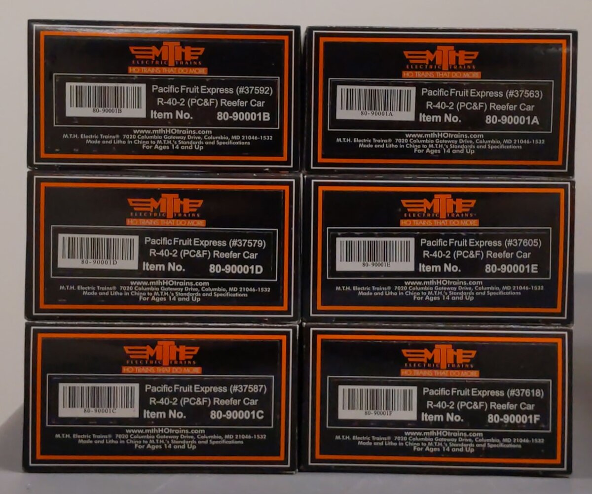 MTH 80-90001 179 HO Pacific Fruit Express R40-2 Reefer Car Set (Set of 6)