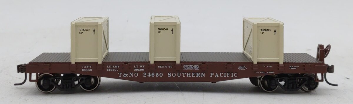 Athearn 92213 HO Southern Pacific RTR 40' Flat W/3 Crates T & NO # 24650