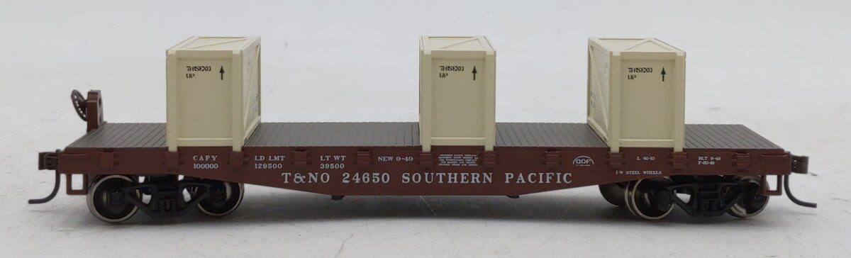Athearn 92213 HO Southern Pacific RTR 40' Flat W/3 Crates T & NO # 24650