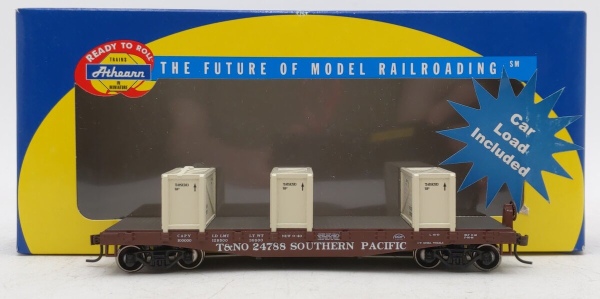 Athearn 92214 HO Southern Pacific 40' Flat W/3 Crates T&NO # 24788