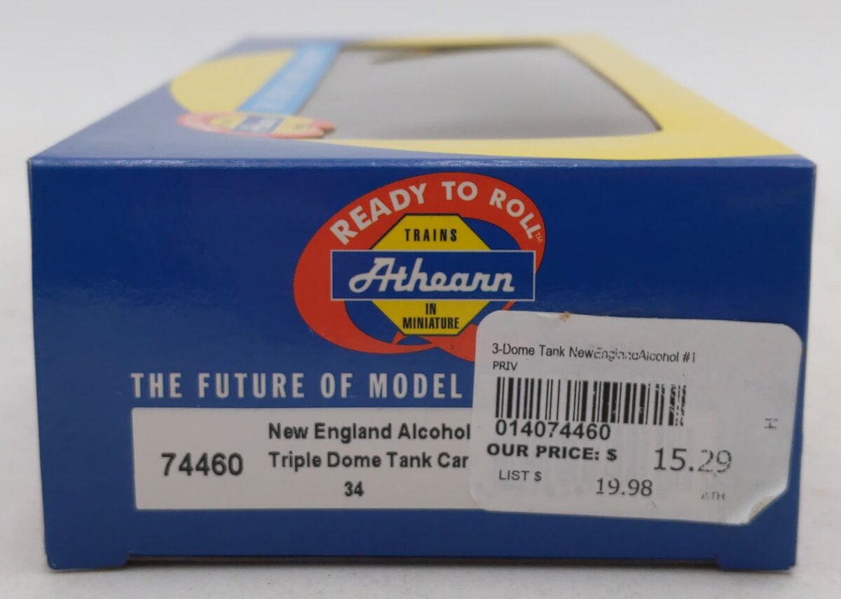 Athearn 74460 New England Alcohol 3-Dome Tank Car #34