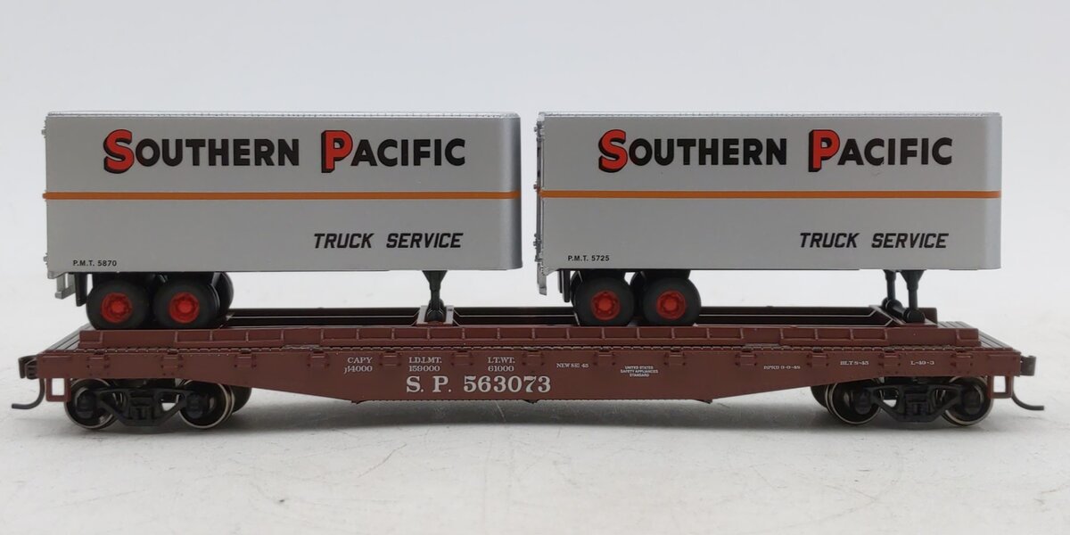 Athearn 96362 HO Southern Pacific RTR 50' Flat Car with 2 25' Trailers #563073