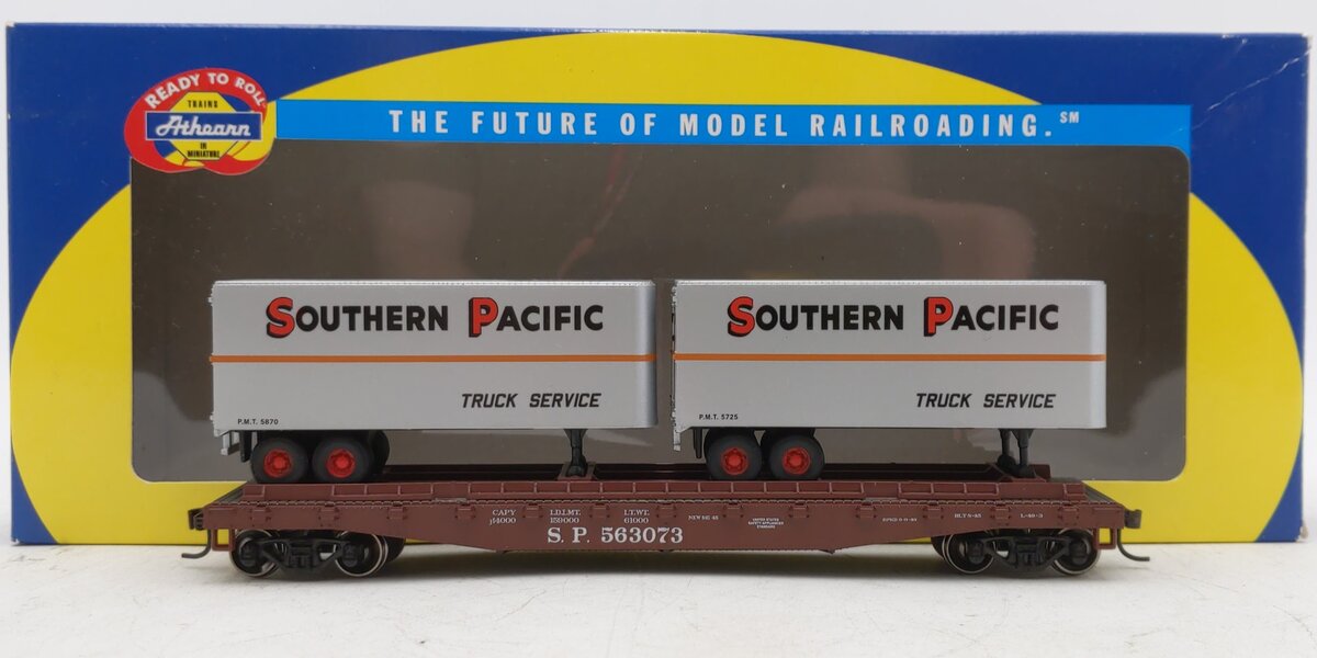 Athearn 96362 HO Southern Pacific RTR 50' Flat Car with 2 25' Trailers #563073