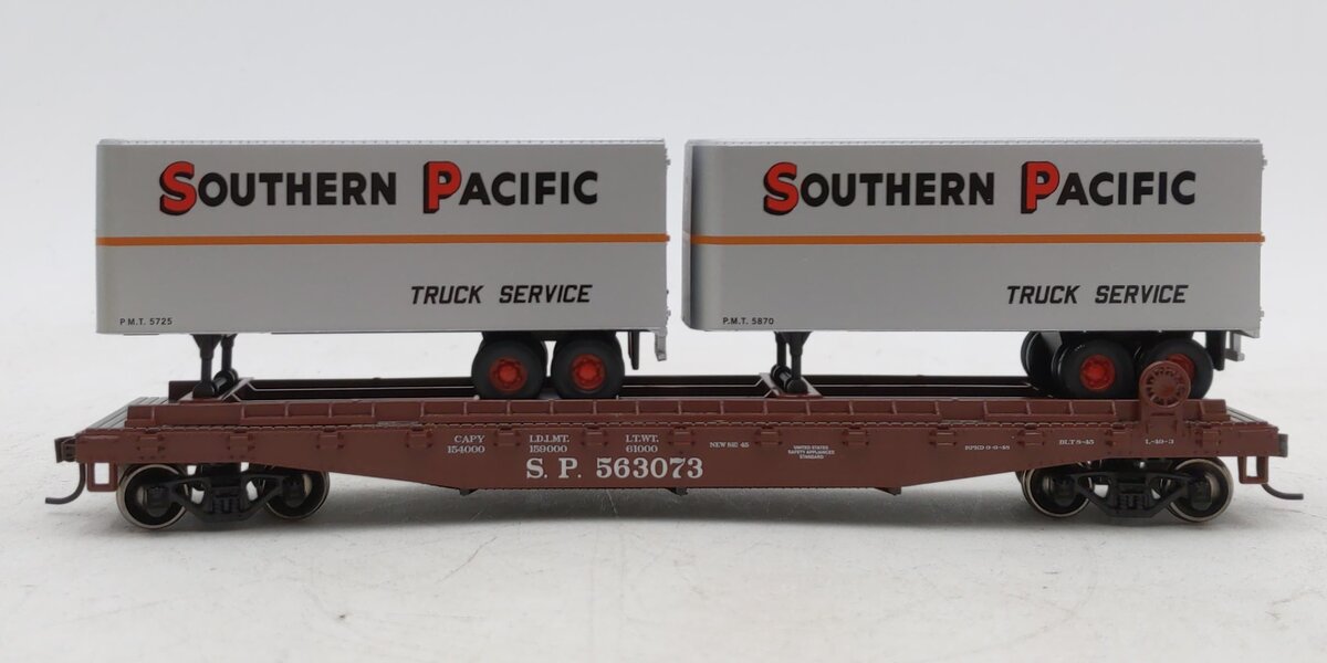 Athearn 96362 HO Southern Pacific RTR 50' Flat Car with 2 25' Trailers #563073