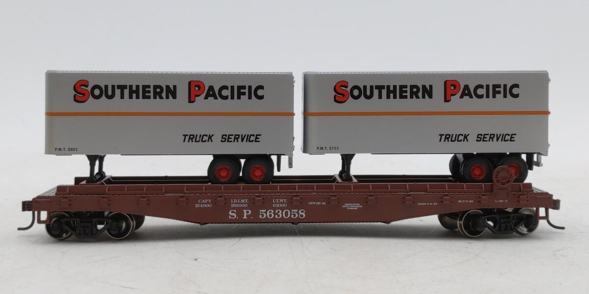 Athearn 96361 HO Southern Pacific RTR 50' Flat Car with (2) 25' Trailers #563058