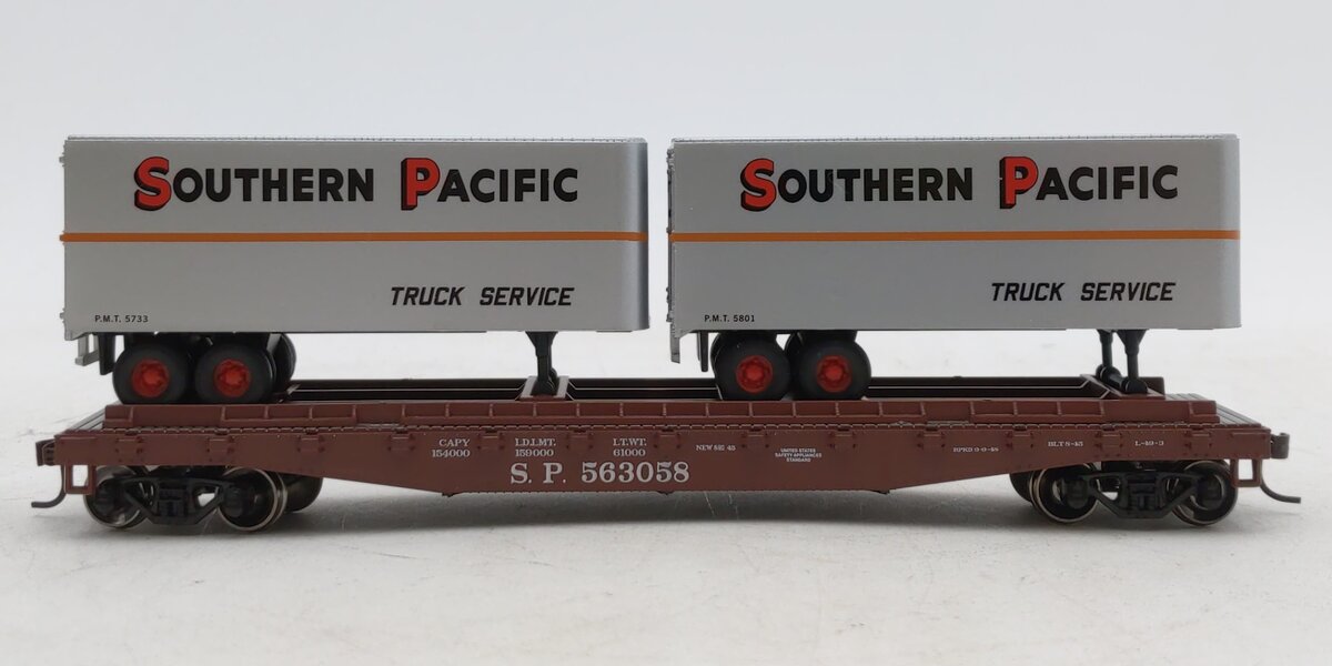 Athearn 96361 HO Southern Pacific RTR 50' Flat Car with (2) 25' Trailers #563058