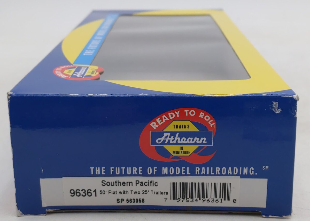 Athearn 96361 HO Southern Pacific RTR 50' Flat Car with (2) 25' Trailers #563058