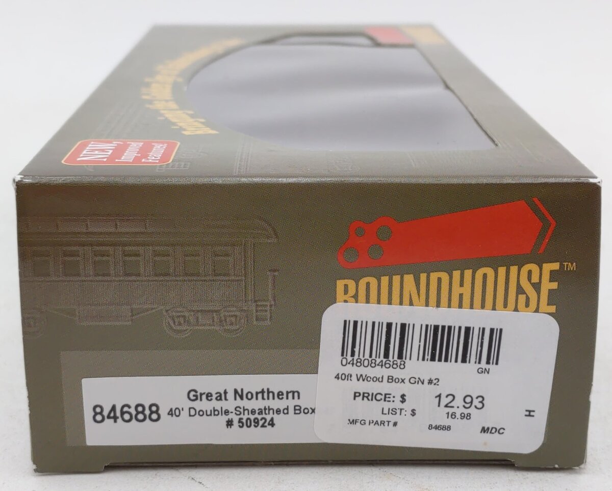 Roundhouse 84688 HO Great Northern RTR 40' Wood Box #50924