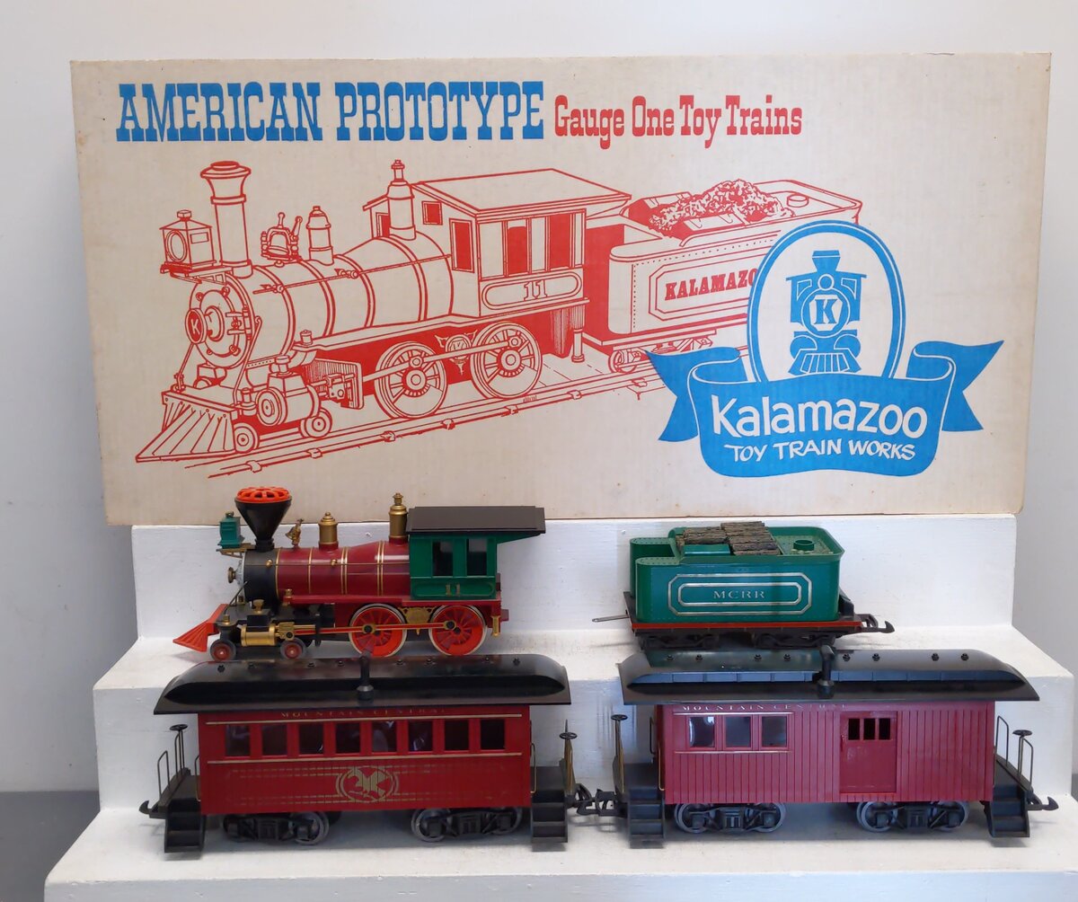 Kalamazoo 18601-2 G Scale Train Set Engine 4-4-0 MCRR Mountain Central Railroad VG/Box