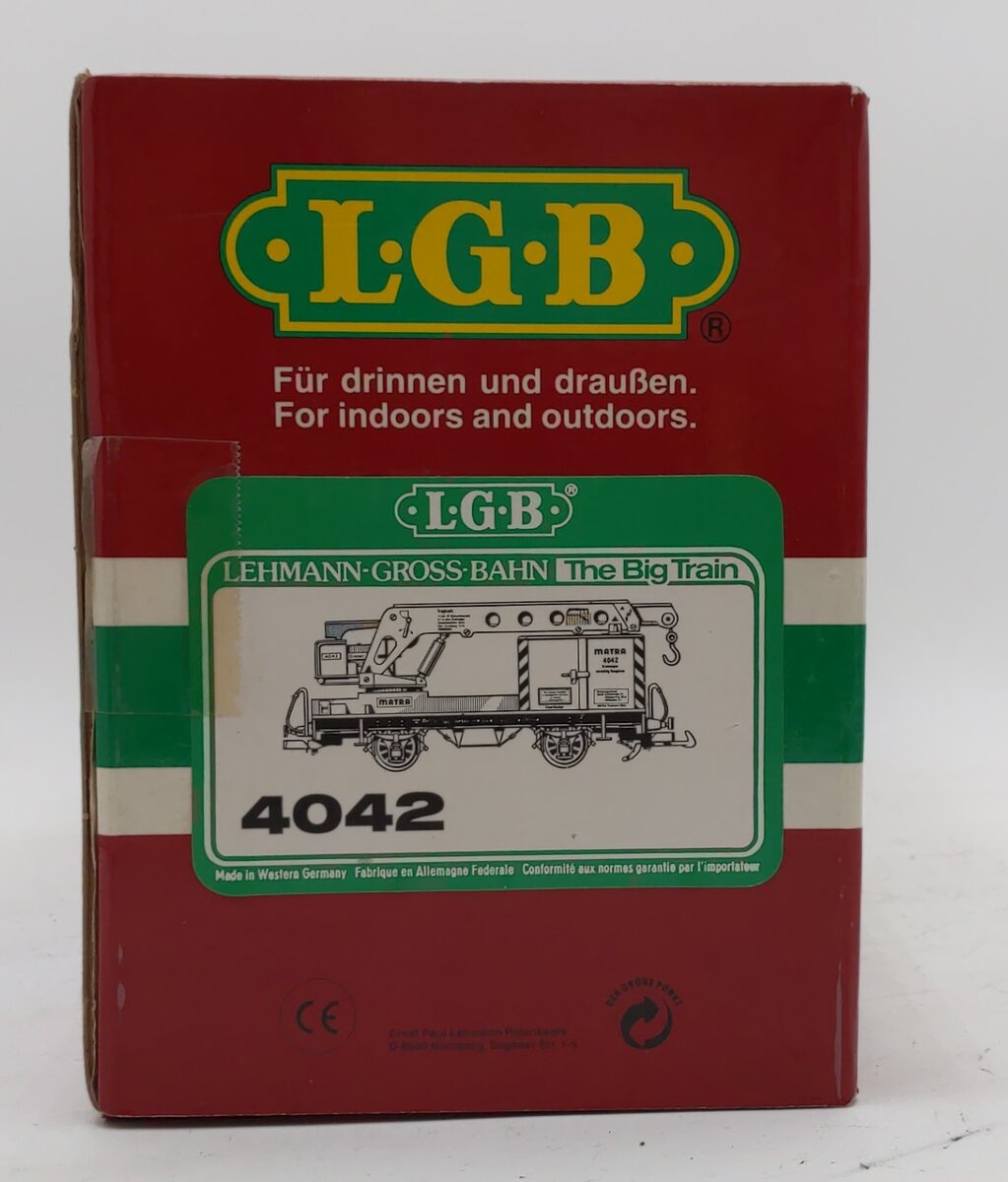 LGB 4042 G Scale Matra Yellow Construction Crane Car EX/Box