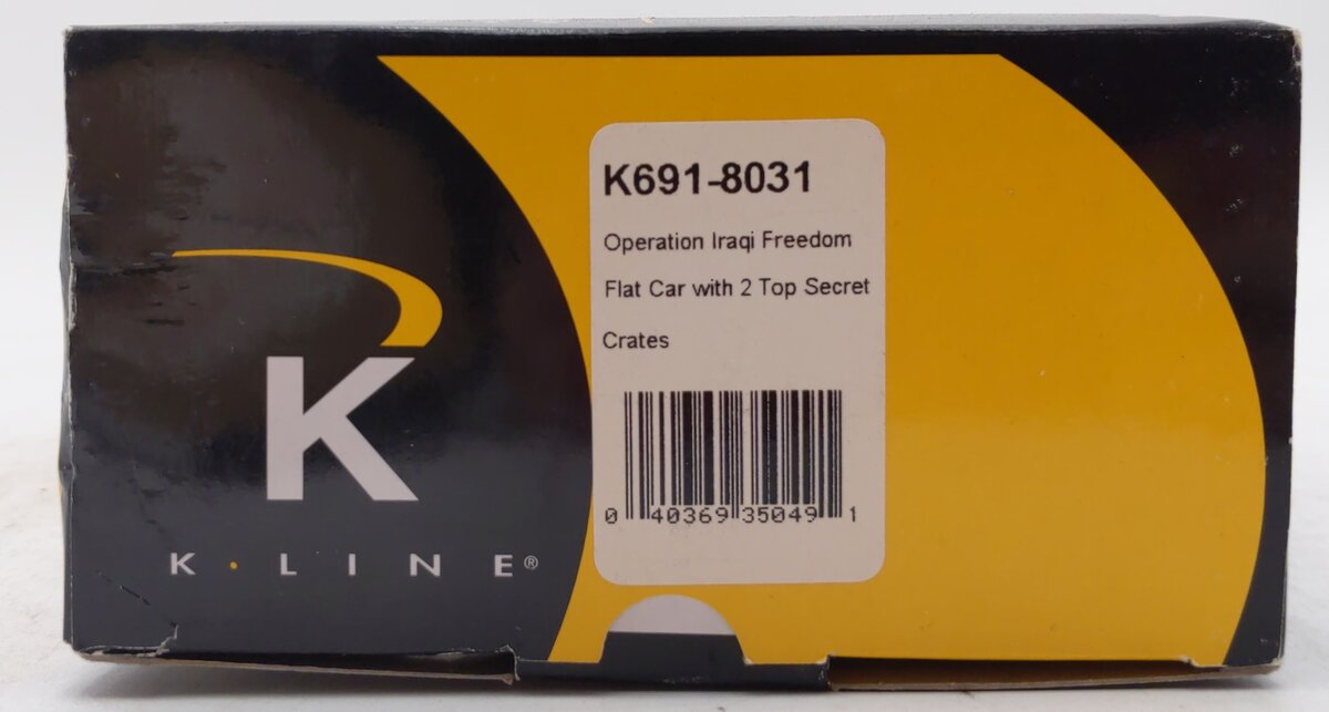 K-Line K691-8031 O Gauge Operation Iraqi Freedom Flatcar w/2 Top Secret Crates NIB