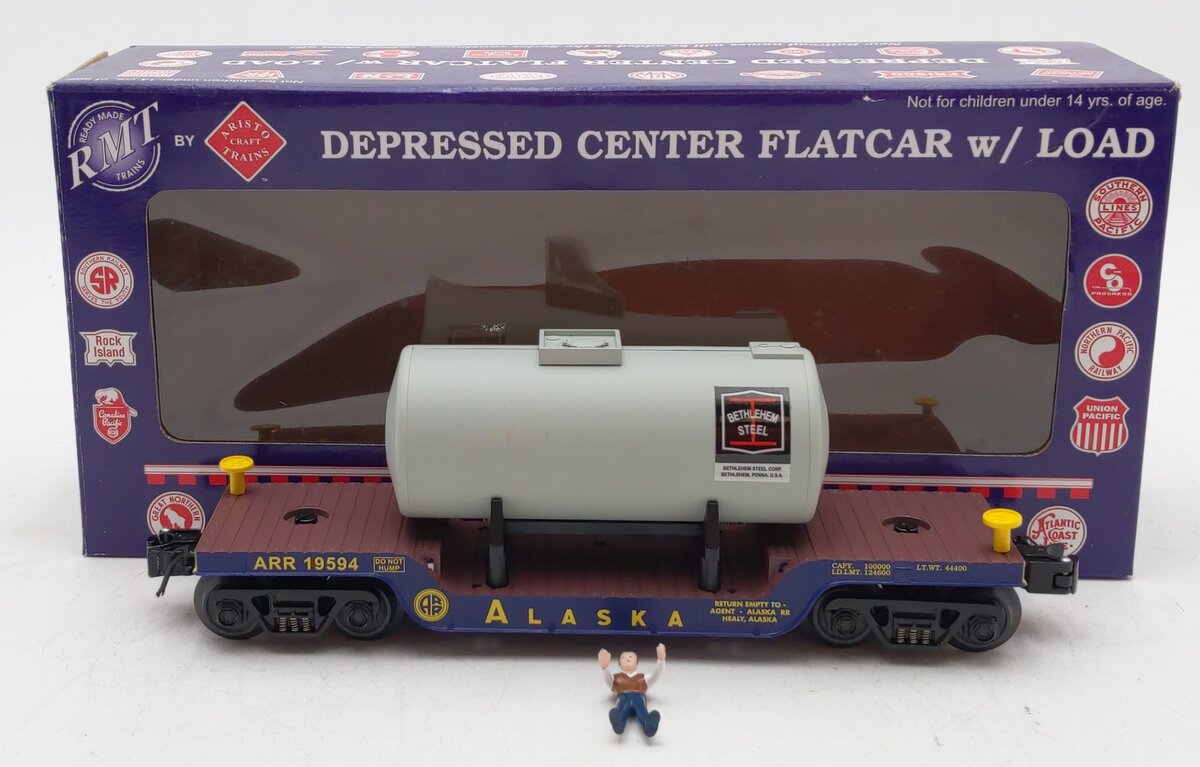 RMT 96533 O 3-Rail Alaska Depressed Center Flat Car