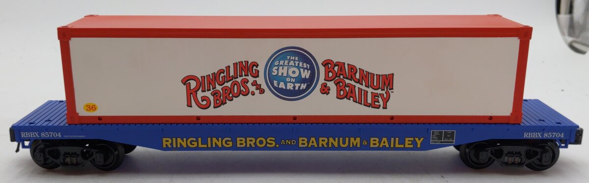 K-Line 6-21470 O Gauge Ringling Bros Flatcar w/Container #36 NIB