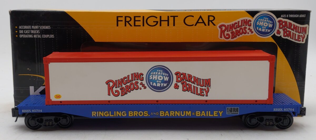 K-Line 6-21470 O Gauge Ringling Bros Flatcar w/Container #36 NIB