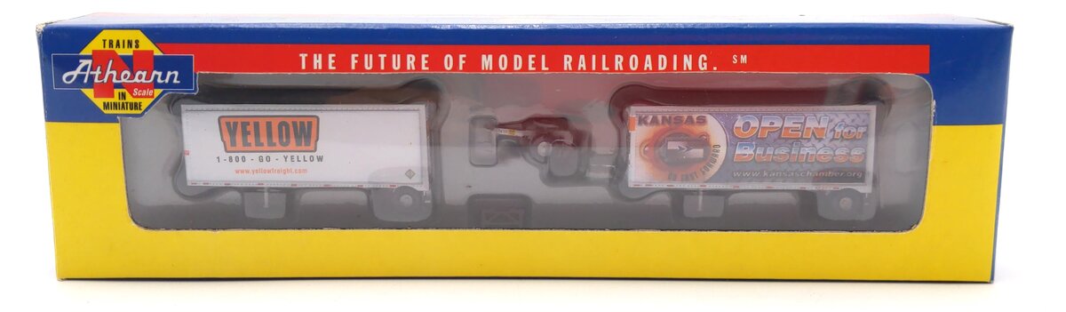 Athearn 10822 N Scale Yellow Two 28' Wedge Tractor and Dolly